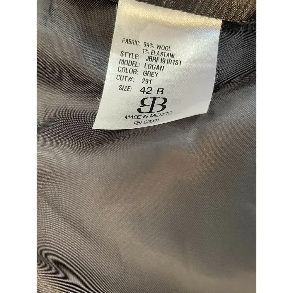 JB Britches Mens 42R Logan Gray Wool Sport Coat Jacket Blazer